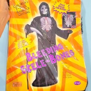 Halloween Big Kids bleeding skelebones scary costume size medium 8-10